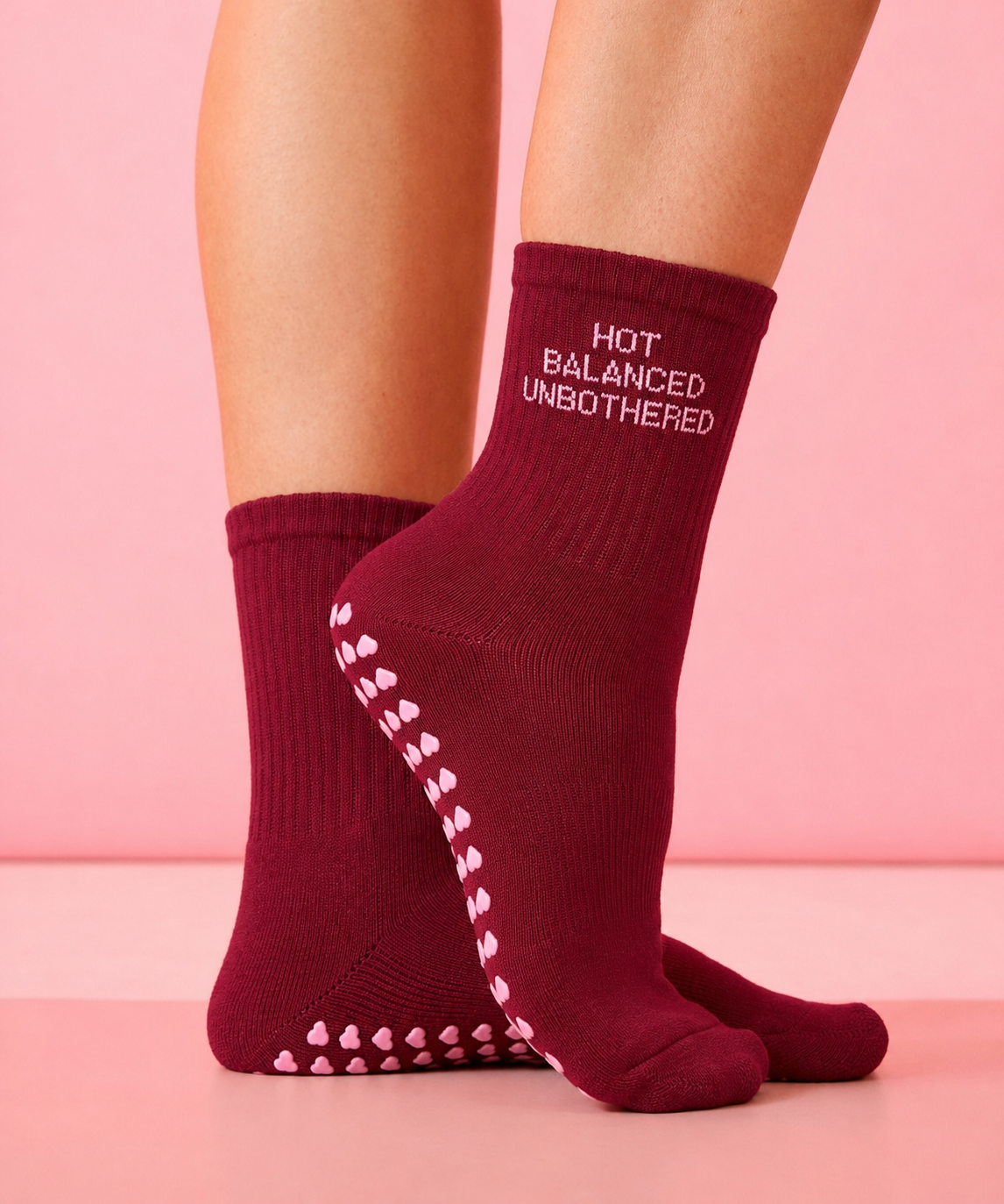 Pilates Socken Burgundy getragen